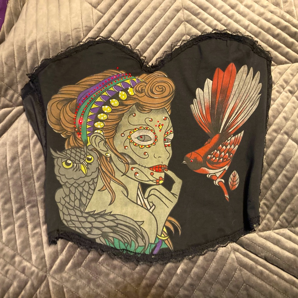 Bird Skull Girl, Calavera Corset Top